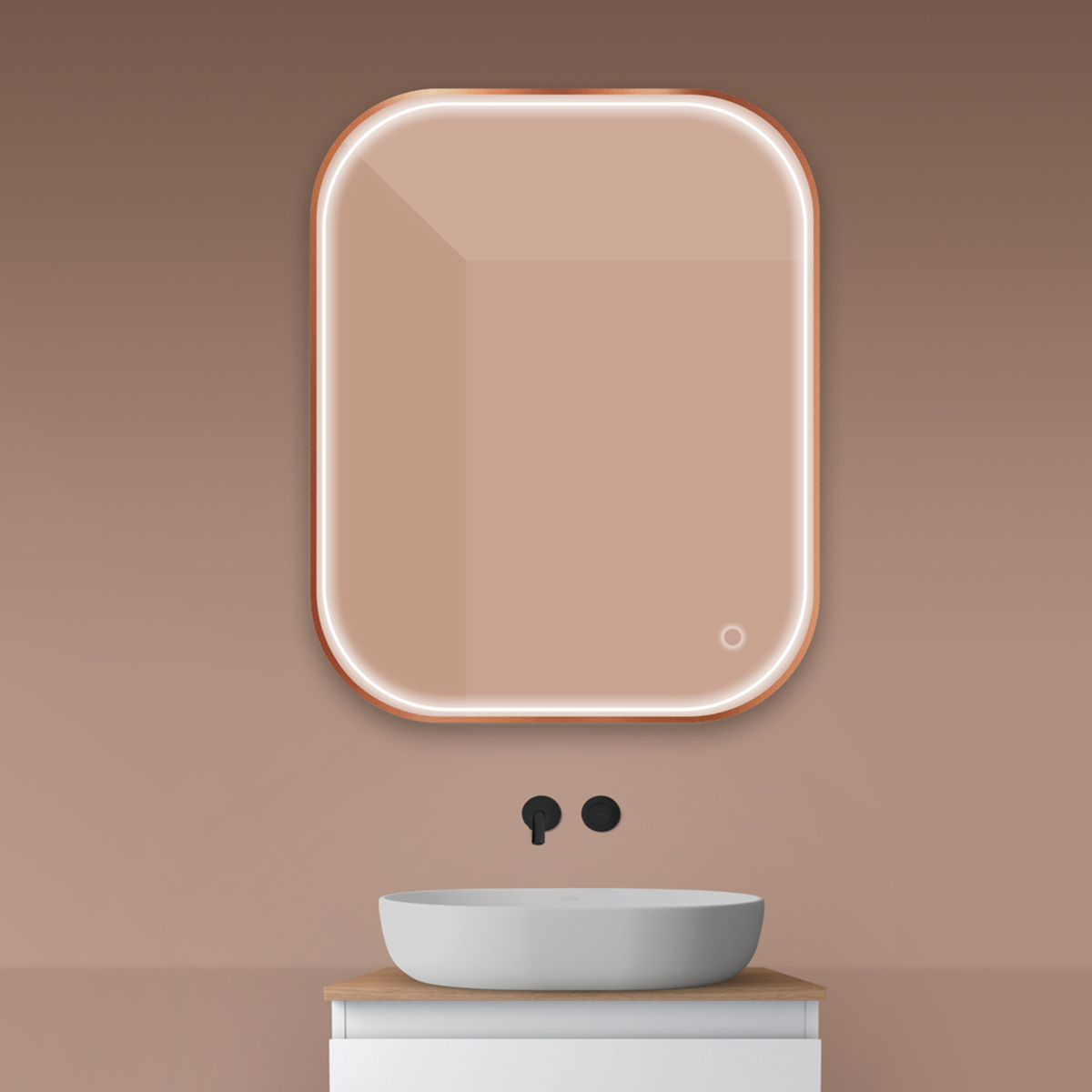 Oltens Nordlis zrcadlo 80x100 cm obdélníkový s osvětlením s vyhřívací podložkou 64124610