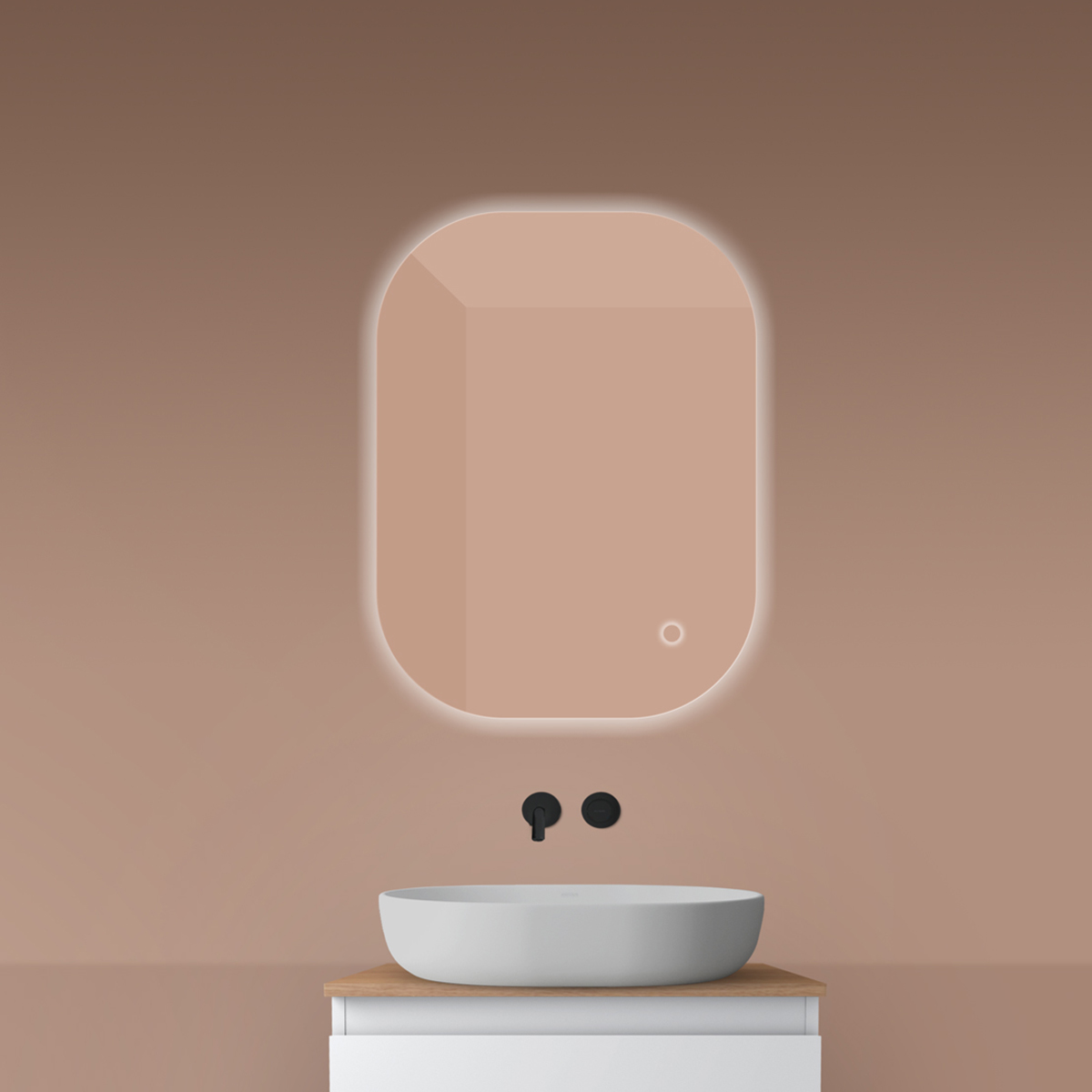 Oltens Nordlis zrcadlo 60x80 cm obdélníkový s osvětlením s vyhřívací podložkou 64126000