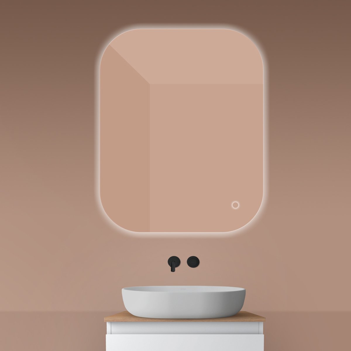 Oltens Nordlis zrcadlo 80x100 cm obdélníkový s osvětlením s vyhřívací podložkou 64127000