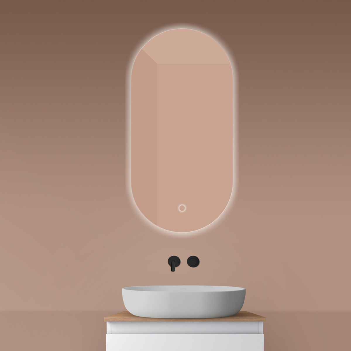 Oltens Nordlis zrcadlo 50x100 cm oválný s osvětlením s vyhřívací podložkou 64129000