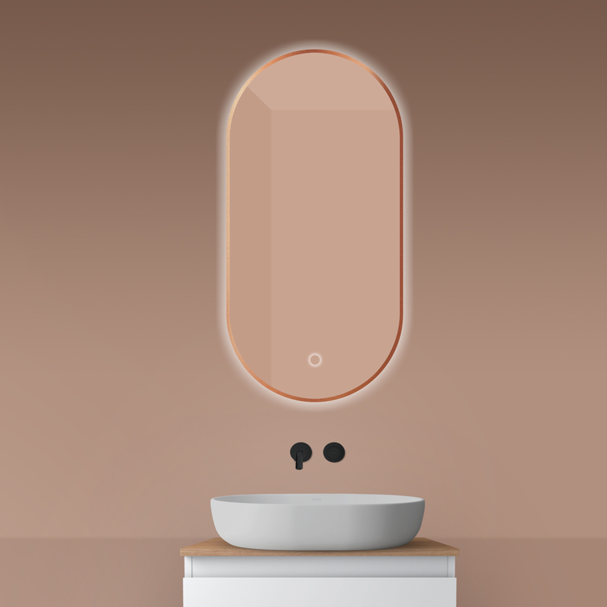 Oltens Nordlis zrcadlo 50x100 cm oválný s osvětlením s vyhřívací podložkou 64129610