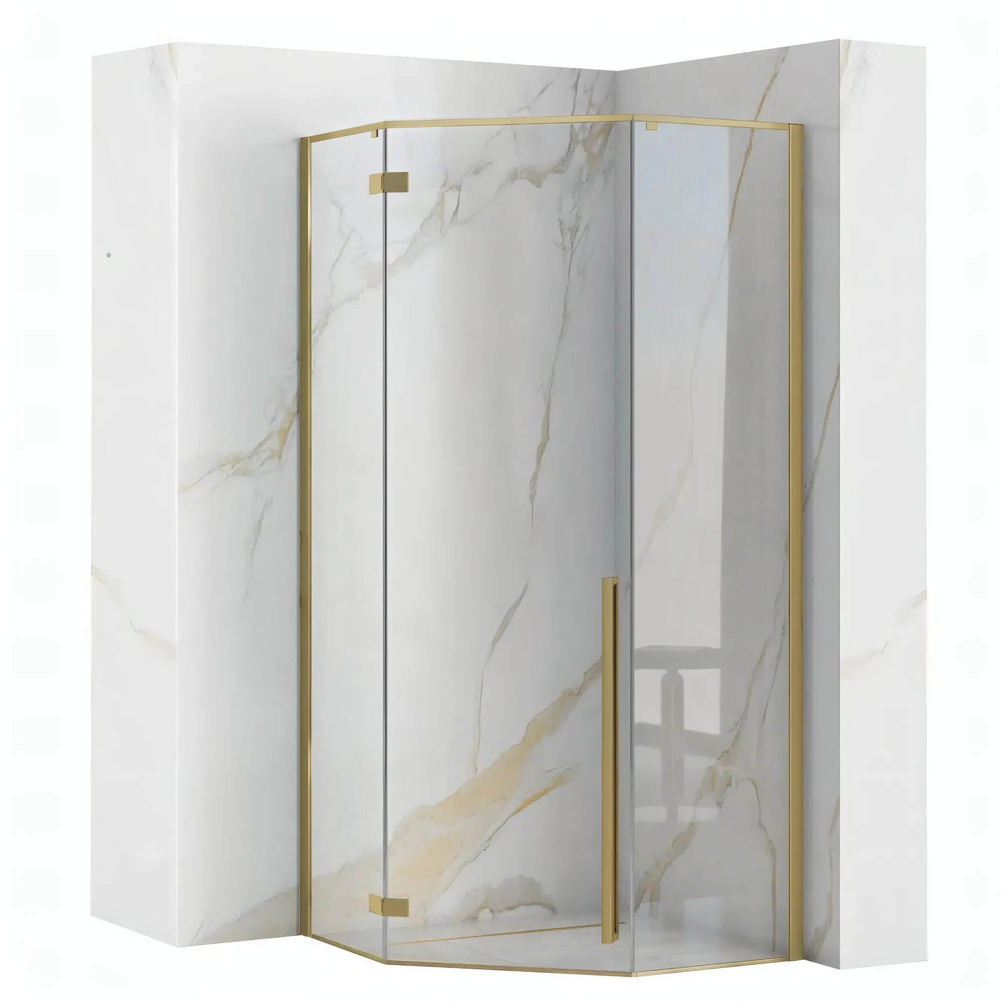Rea Diamond sprchový kout 90.5x90.5 cm zlatá kartáčovaný/průhledné sklo REA-K6506
