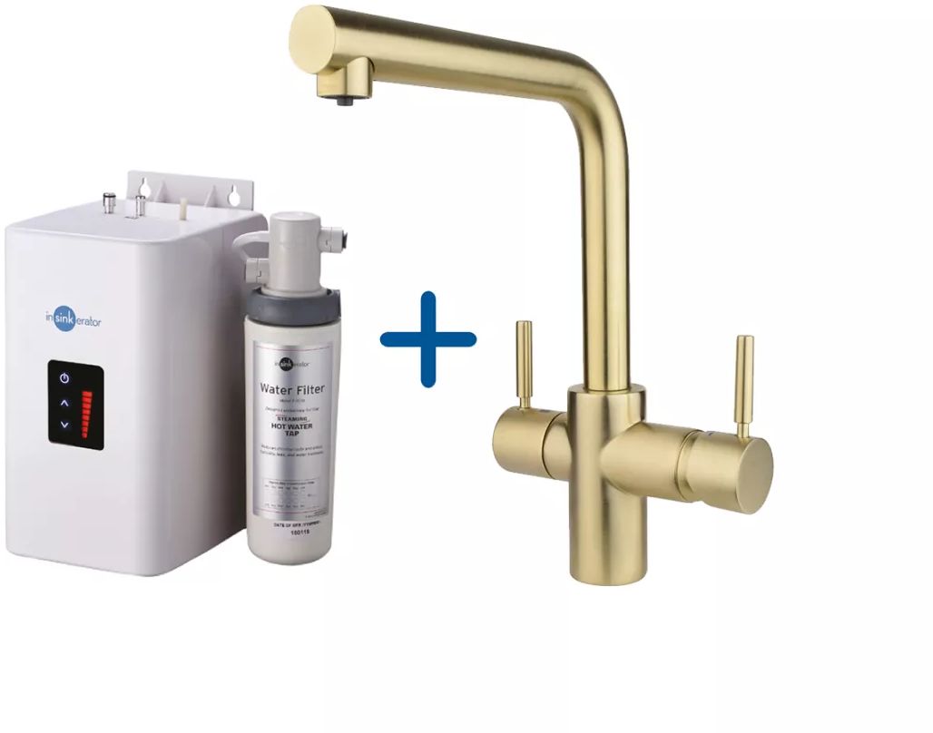 InSinkErator kuchyňská baterie s průtokovým ohřívačem stojící zlatá/staré zlato 44837ASCZ
