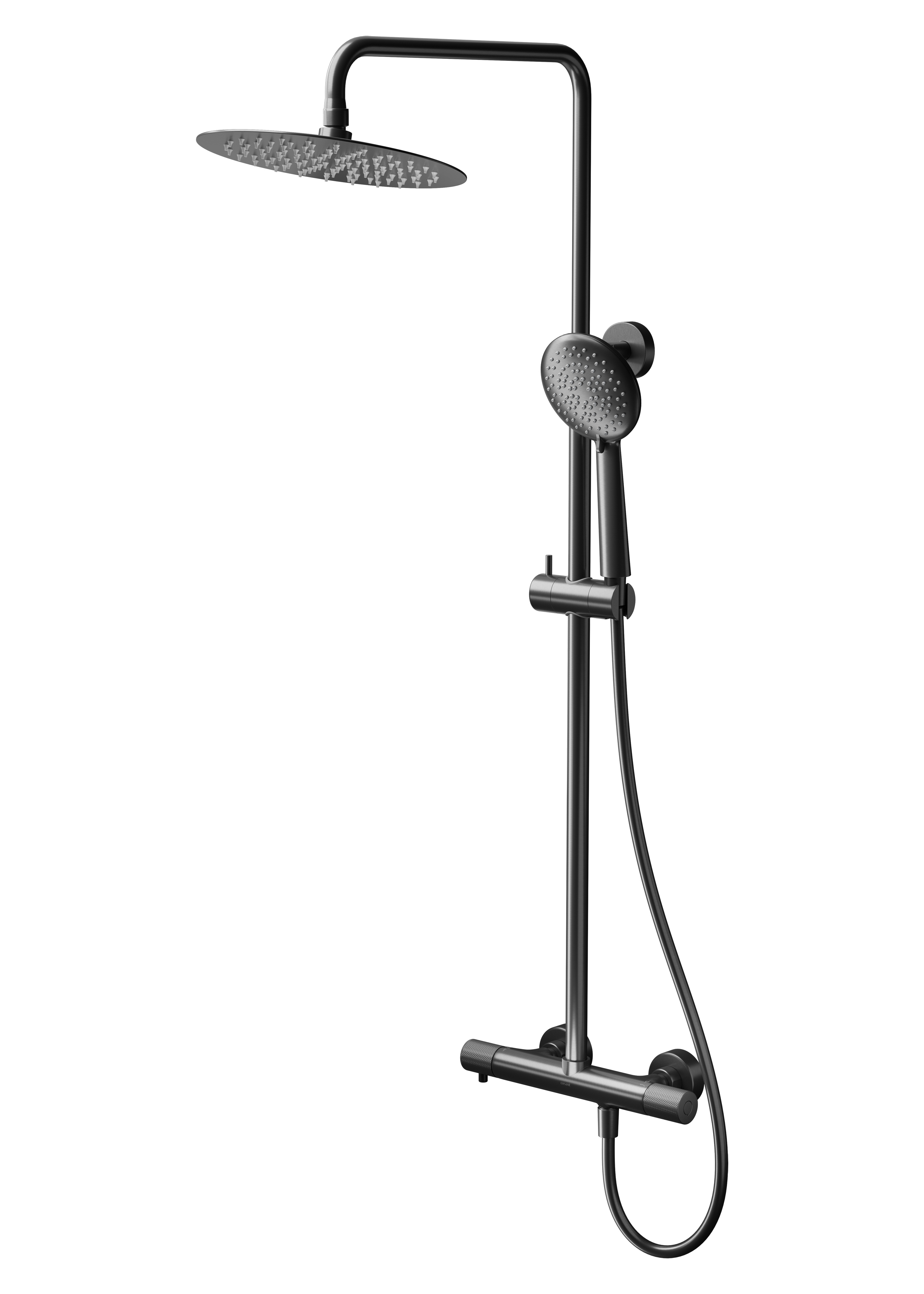 Cersanit Zen sprchová sada na stěnu s termostatem s dešťovou sprchou černá-grafitová S951-784