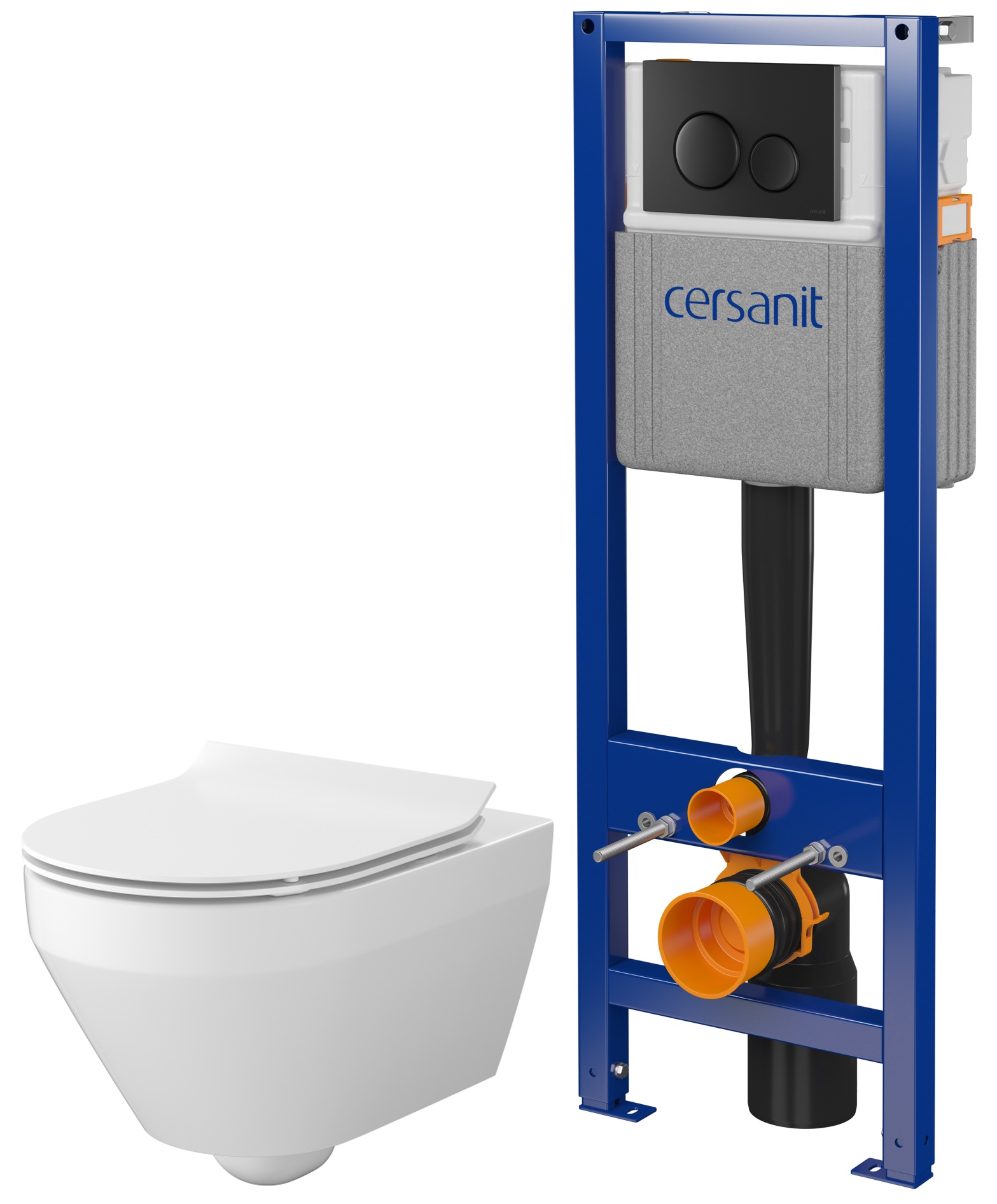 Sada WC mísa se sedátkem s pomalým sklápěním Cersanit Crea S701-927, modul pro závěsné WC s tlačítkem Cersanit S701-779