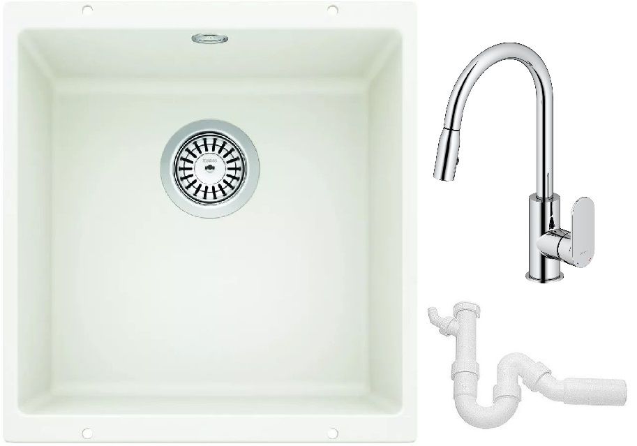 Sada granitový dřez Blanco Rotan 400-U 521334, kuchyňská baterie Oltens Lista 35202100, 137267