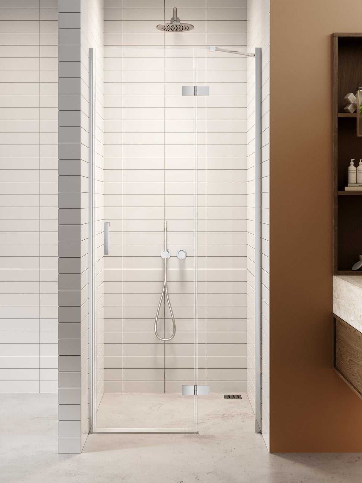 New Trendy Nesta sprchové dveře 120 cm sklopné chrom lesk/průhledné sklo D-0855A