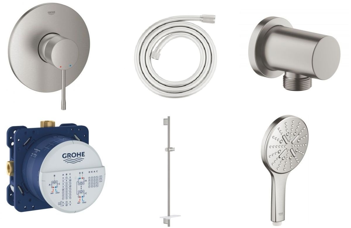 Sada sprchová baterie Grohe Essence 24057DC1, sprchová tyč Grohe Rainshower 26603DC0, 26574DC0, 27057DC0, 35600000, 28388DC1