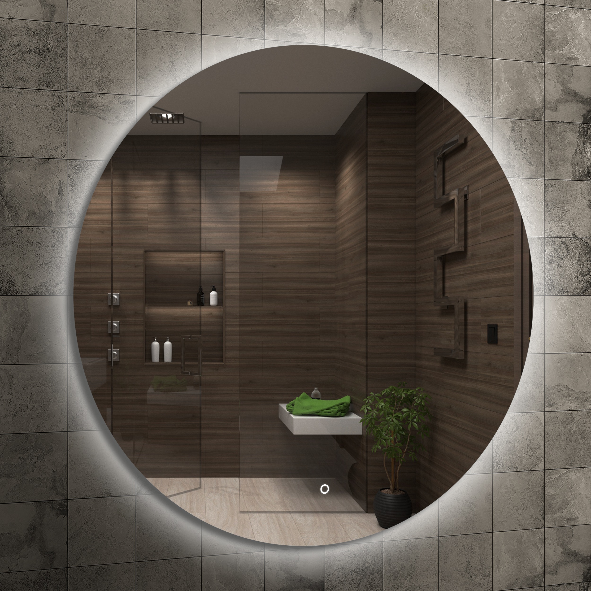 Venti Koło Led zrcadlo 50x50 cm kulatý s osvětlením 5905951180212
