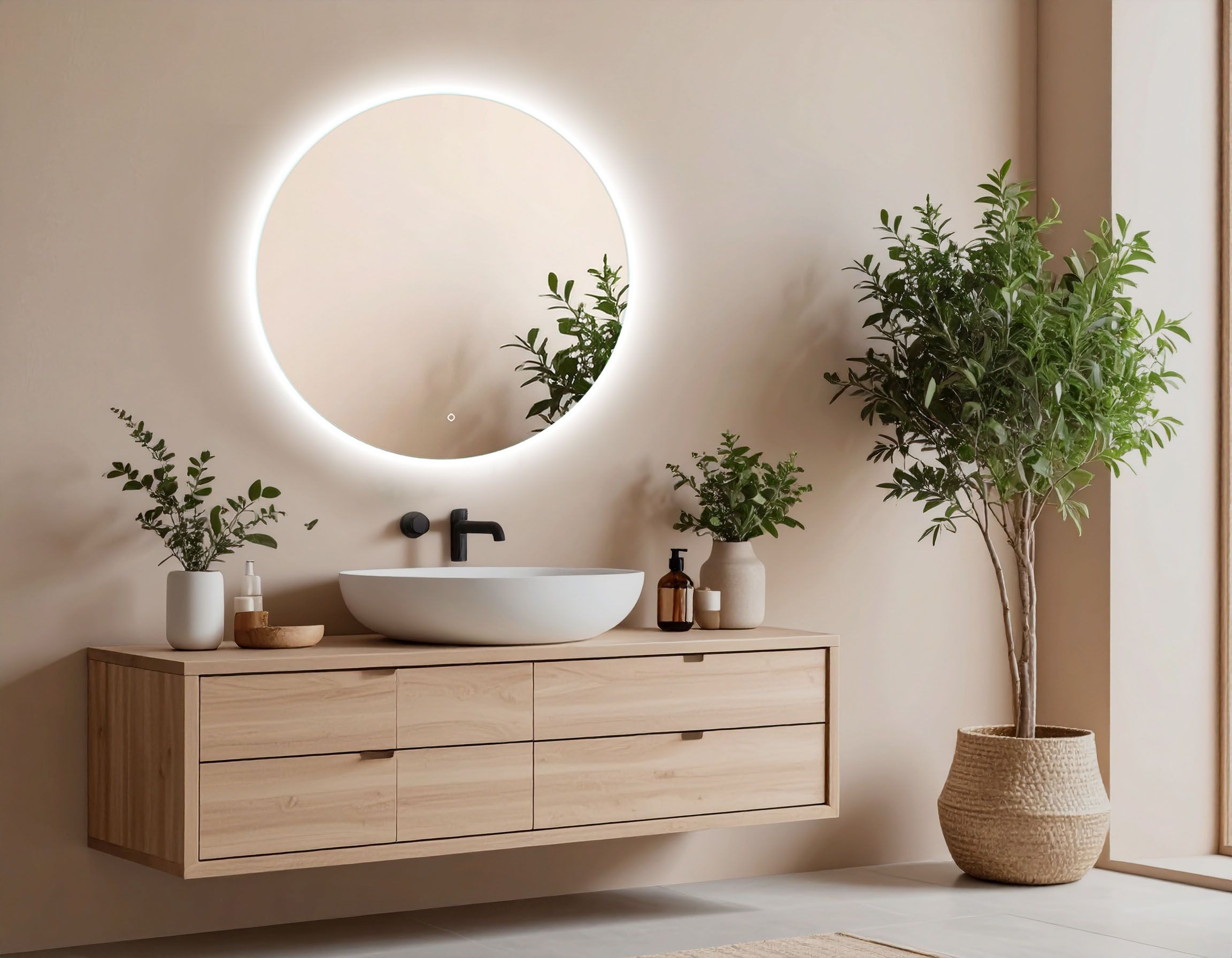Venti Koło Led zrcadlo 50x50 cm kulatý s osvětlením 5905951180212
