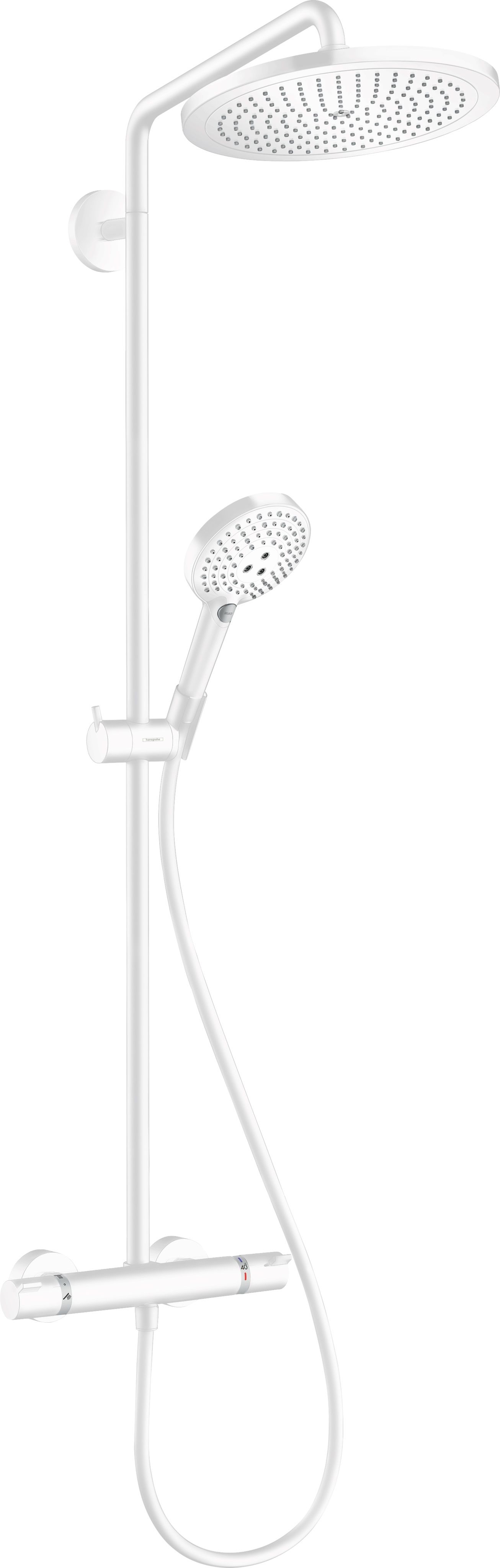 Hansgrohe Croma Select S sprchová sada na stěnu s termostatem s dešťovou sprchou bílá 26890700
