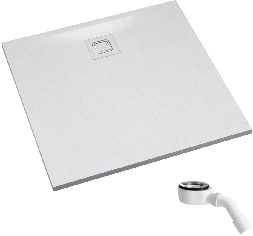 Schedpol Majestic White Stone čtvercová sprchová vanička se sifonem 80x80 cm bílá 3.3500/B/ST-M6/B