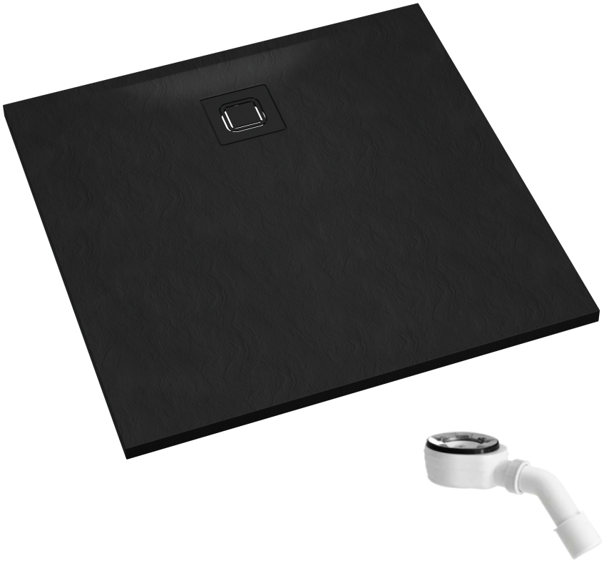 Schedpol Majestic Black Stone čtvercová sprchová vanička se sifonem 90x90 cm černá 3.3501/C/ST-M6/C