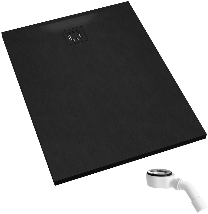 Schedpol Majestic Black Stone obdélníková sprchová vanička se sifonem 100x80 cm černá 3.3506/C/ST-M6/C