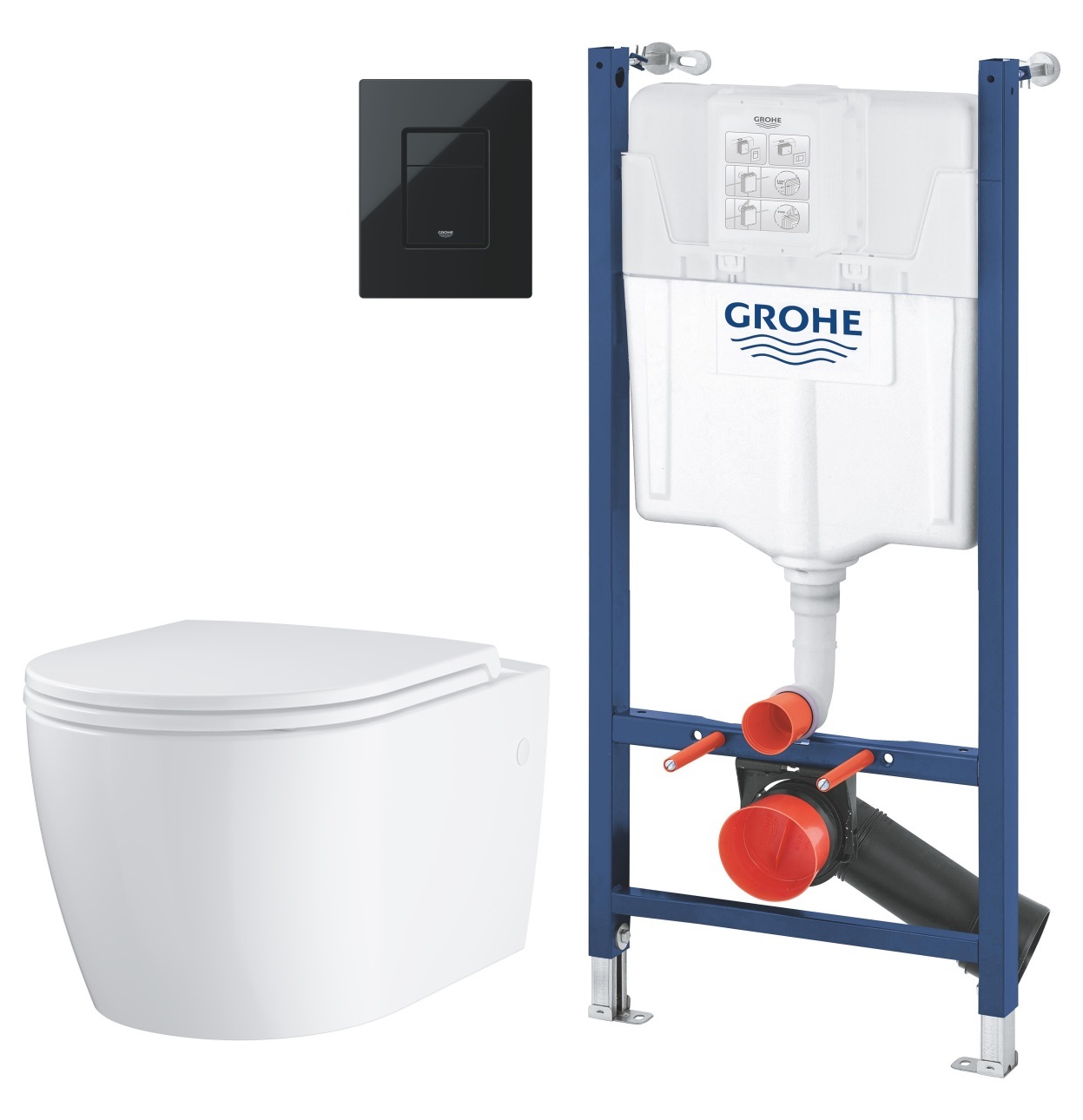 Sada WC mísa se sedátkem s pomalým sklápěním Grohe Start 103848SH00, podomítkový WC modul Grohe Solido 38971000, 38966KV0