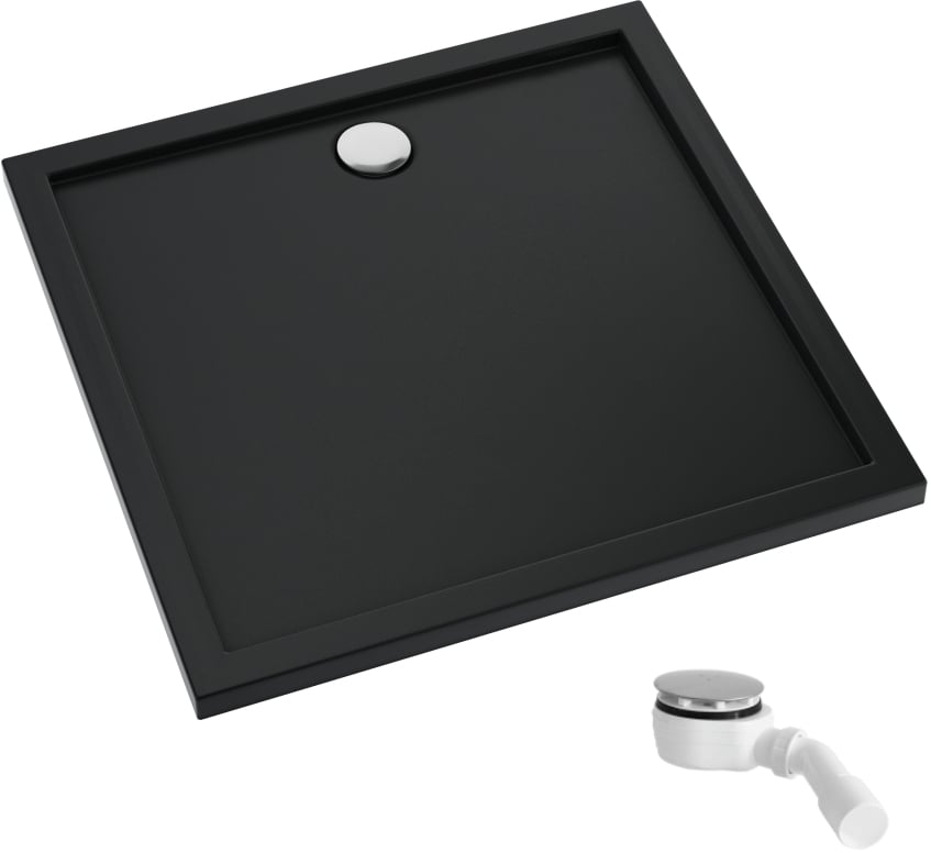 Schedpol Caspar New Black Mat čtvercová sprchová vanička se sifonem 80x80 cm černá 3.2830/C/MG