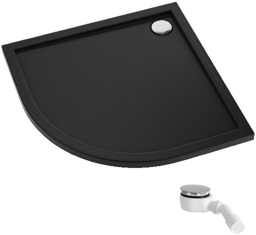 Schedpol Caspar New Black Matt půlkruhová sprchová vanička se sifonem 80x80 cm černá 3.2333/C/MG