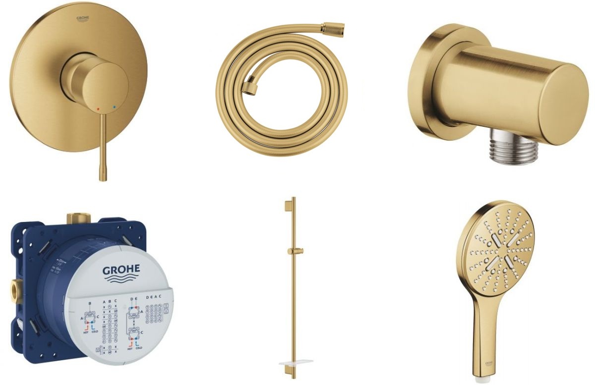 Sada sprchová baterie Grohe Essence 24057GL1, sprchová tyč Grohe Rainshower 26603GL0, 26574GL0, 27057GL0, 35600000, 28388GL1