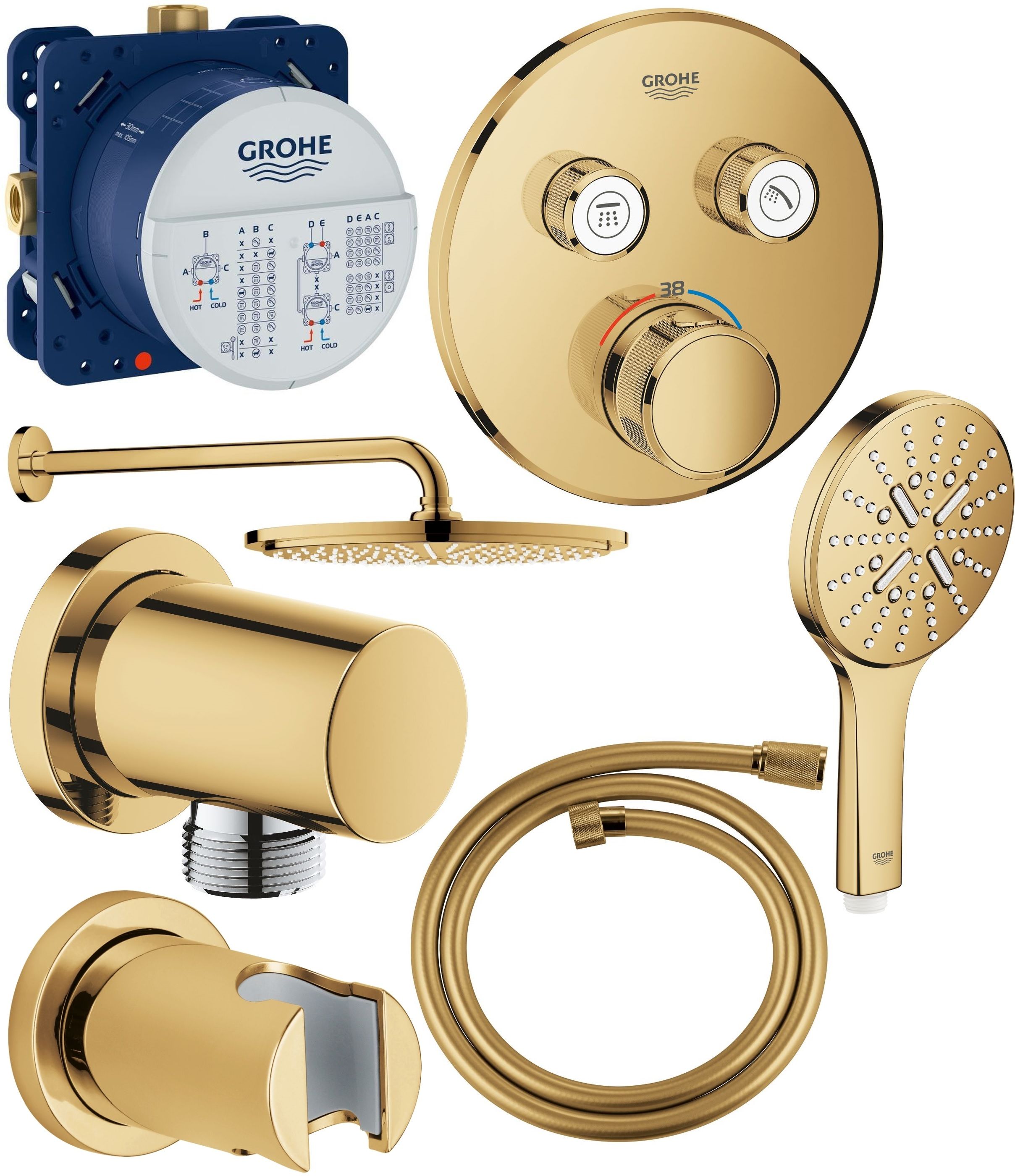 Sada hlavová sprcha Grohe Rainshower 26066GL0, vanová baterie Grohe Grohtherm SmartControl 29119GL0, 26574GL0, 27057GL0, 35600000, 27074GL0, 28362GL1