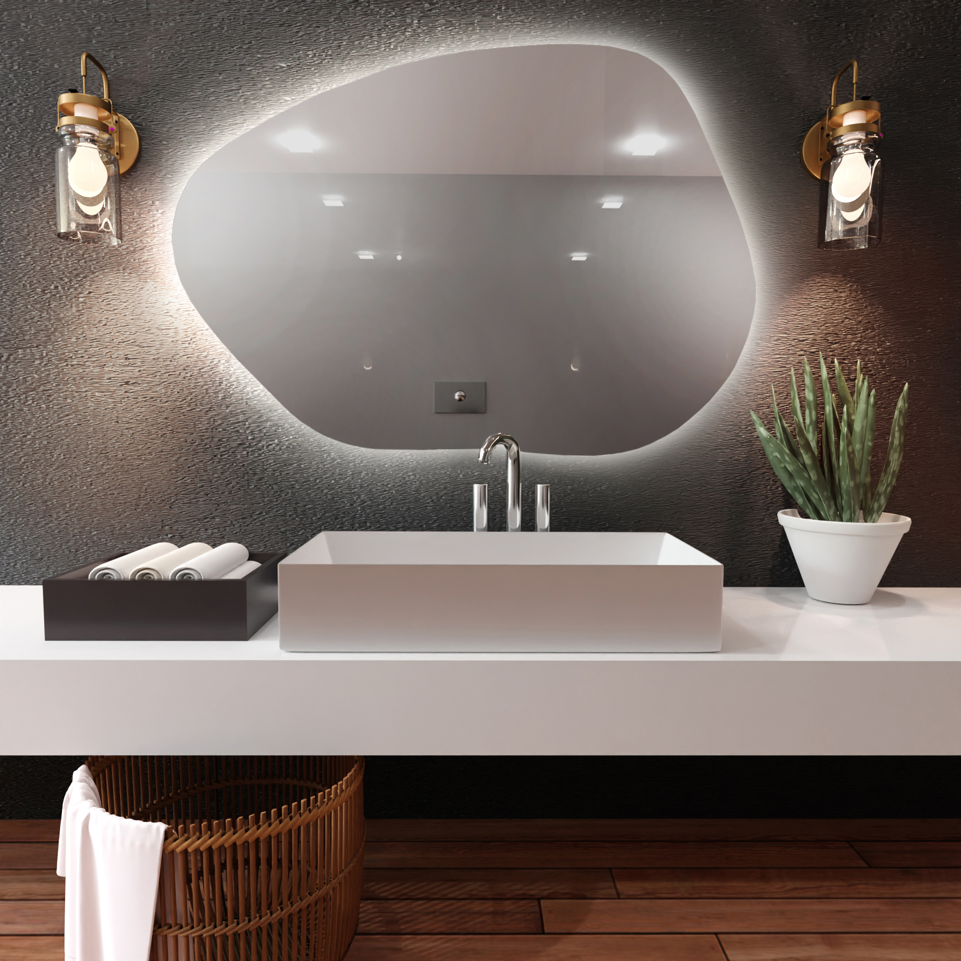Baltica Design Bright Stain I zrcadlo 100x72 cm s osvětlením s vyhřívací podložkou 5904107915852