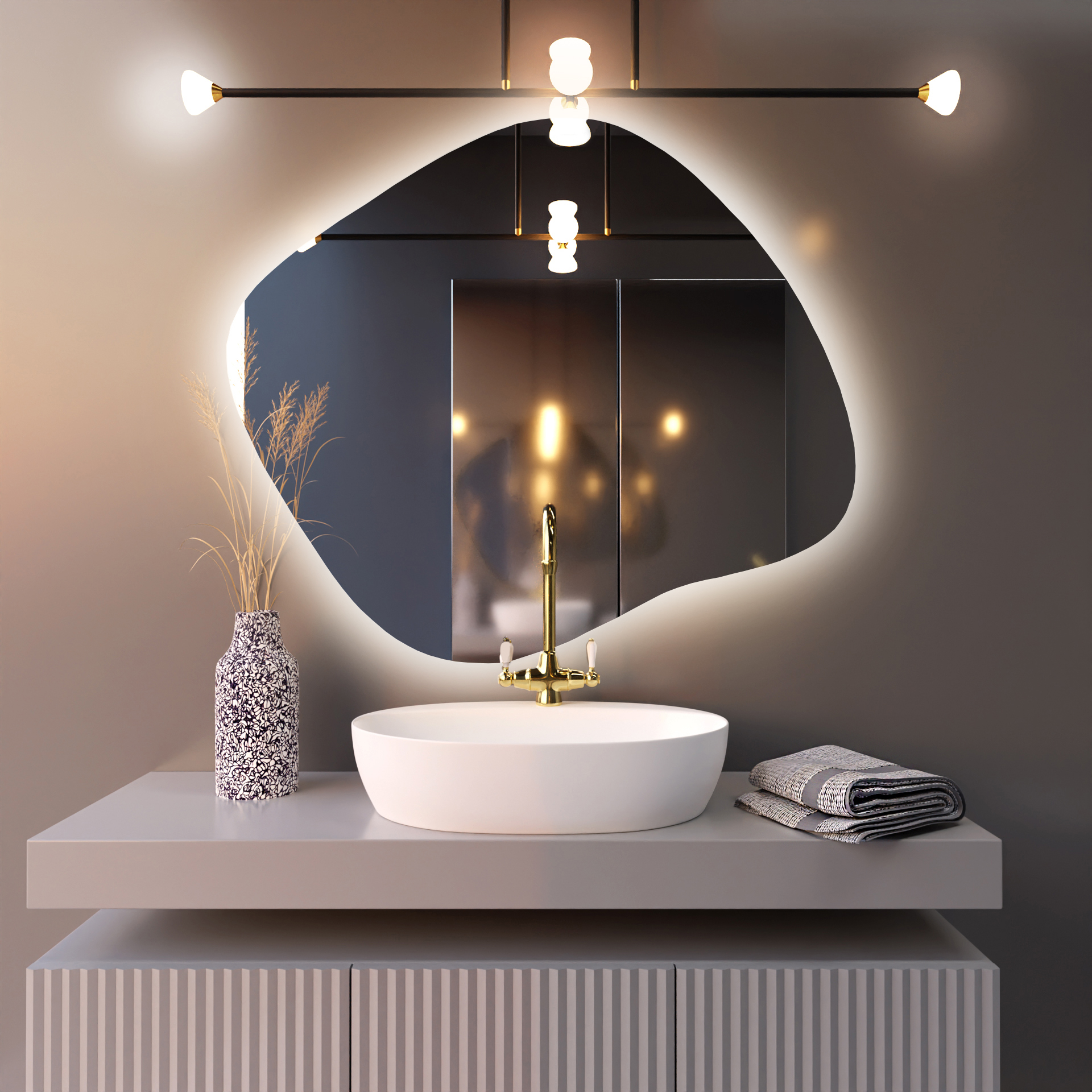 Baltica Design Bright Stain III zrcadlo 70x60 cm s osvětlením 5904107914015