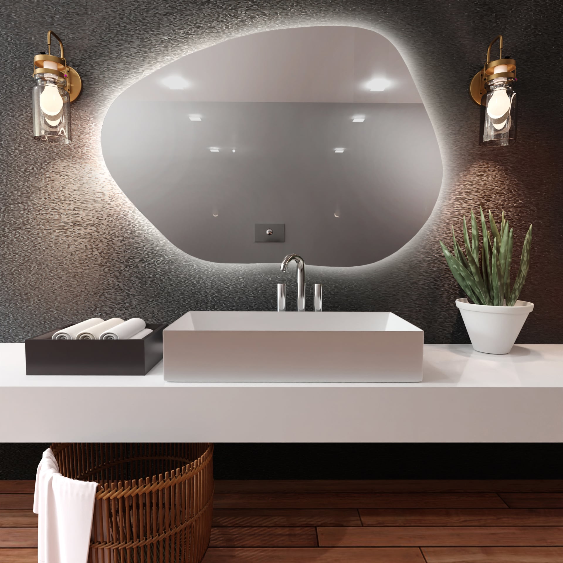 Baltica Design Bright Stain I zrcadlo 80x57 cm s osvětlením 5904107914060
