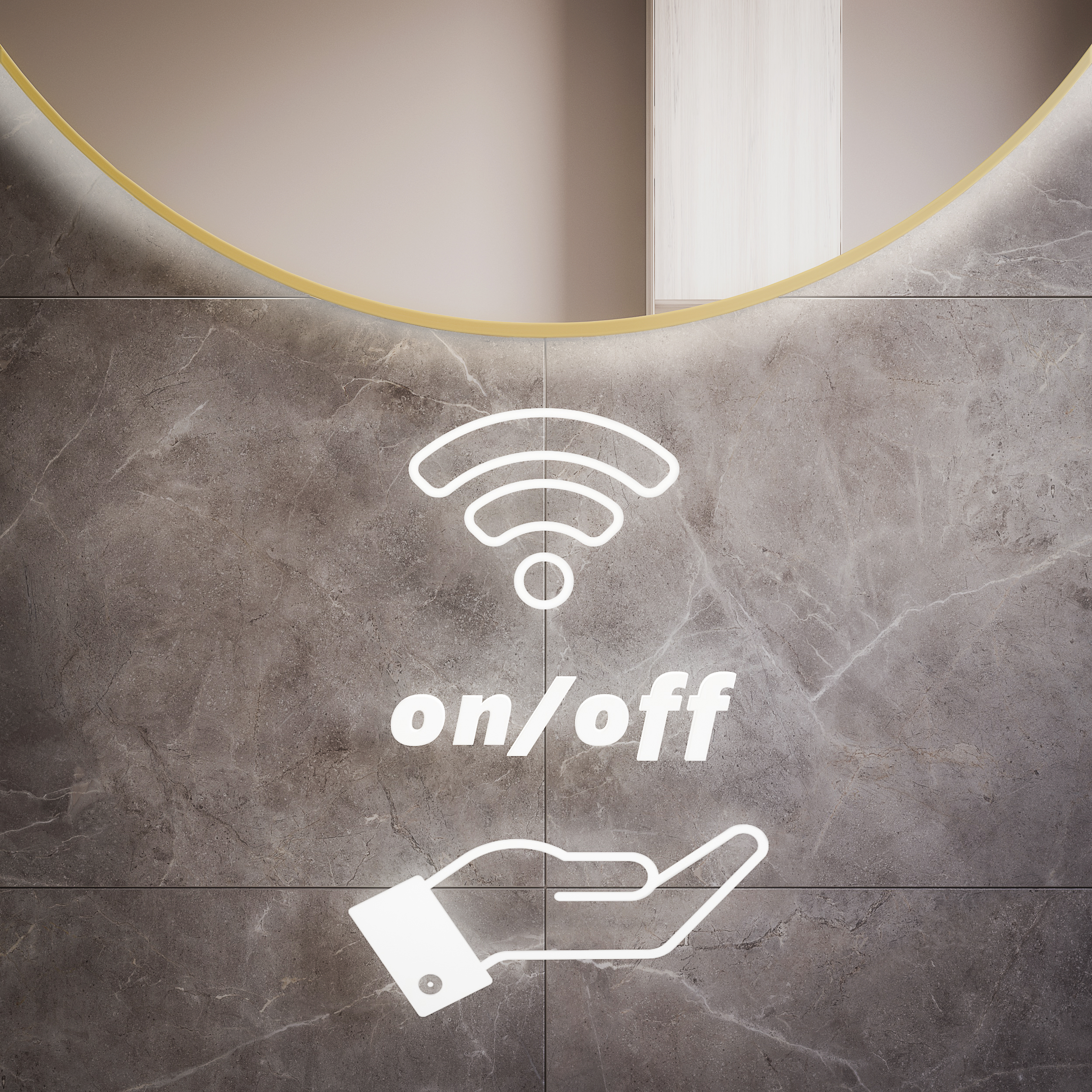 Baltica Design Tiny Border Bright zrcadlo 80x80 cm kulatý s osvětlením s vyhřívací podložkou bílá 5904107912189