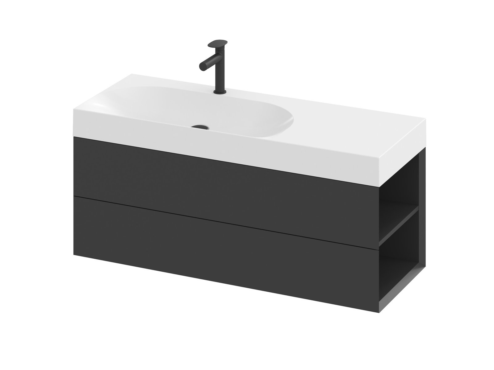 Ravak Lite skříňka 120x45x43 cm pod umyvadlo závěsná černá X000001892
