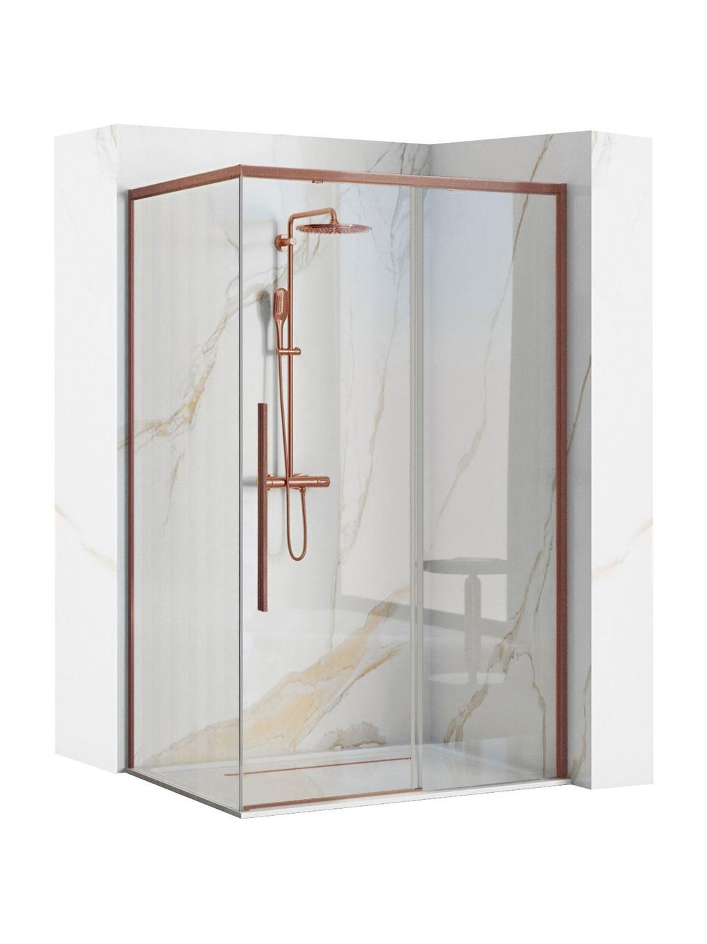 Rea Solar sprchový kout 120x90 cm obdélníkový měděná kartáčovaný/průhledné sklo REA-K9514