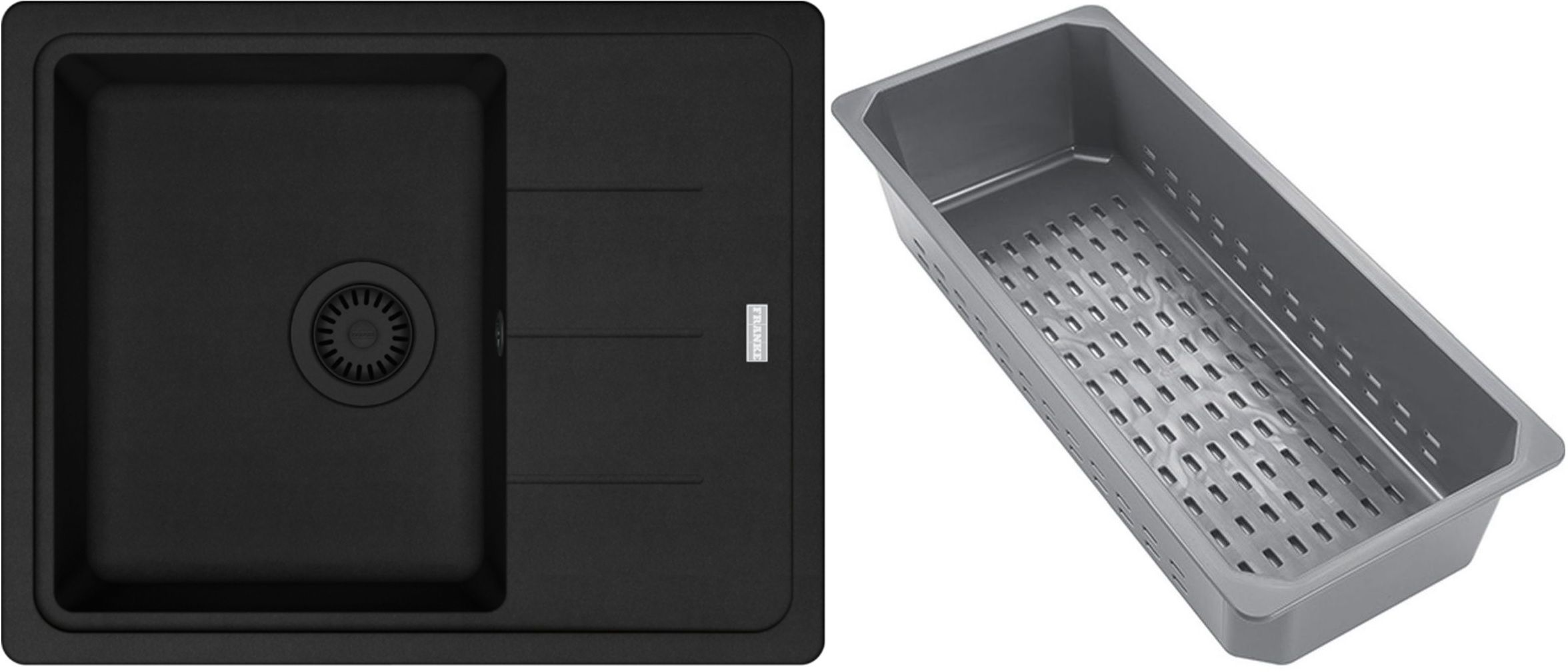 Franke Basis granitový dřez s odkapávací vložkou 62x50 cm černá 114.0741.959