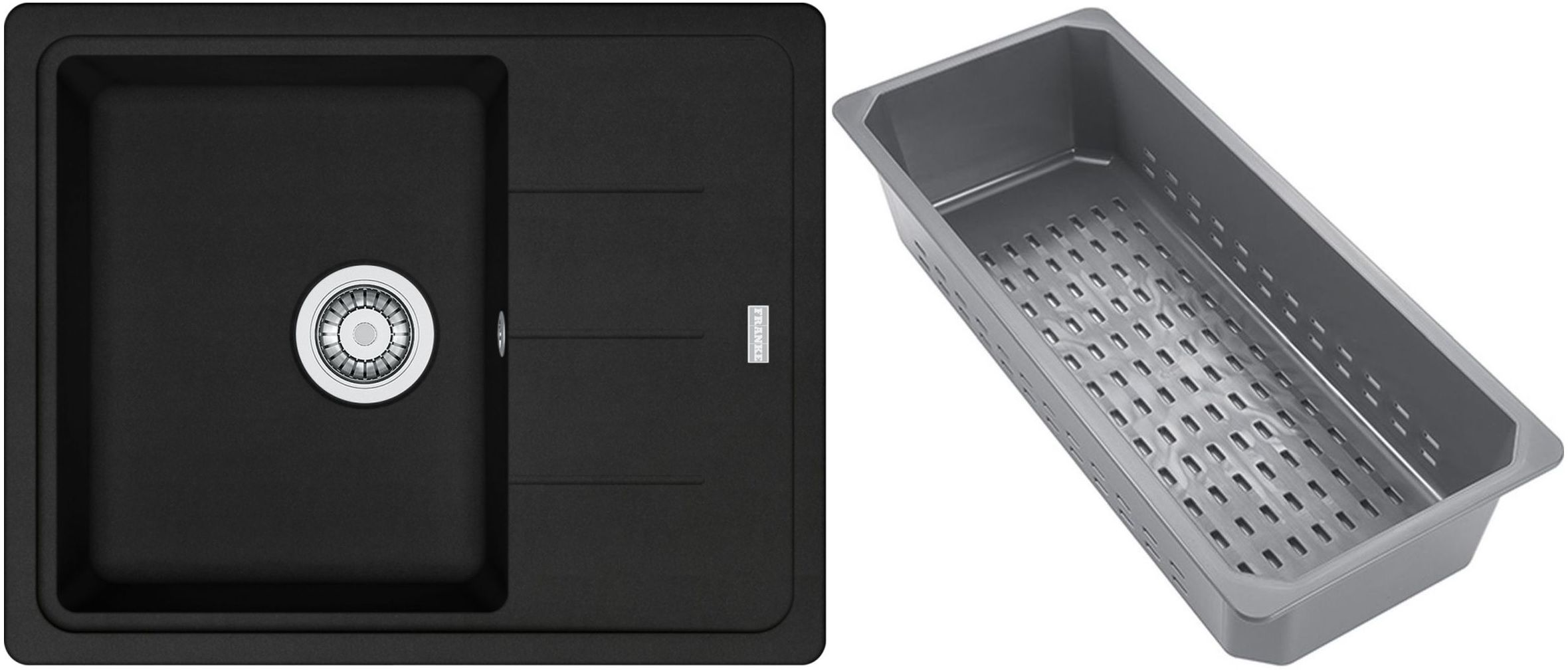 Franke Basis granitový dřez s odkapávací vložkou 62x50 cm černá 114.0741.958