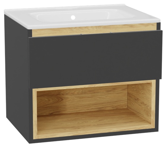 Sada korpus skříňky Excellent Tuto 2.0 MLEX.2171.600.GRBL, umyvadlo Excellent Pik CEEX.6517.600.WH, MLEX.2151.600.01.GR