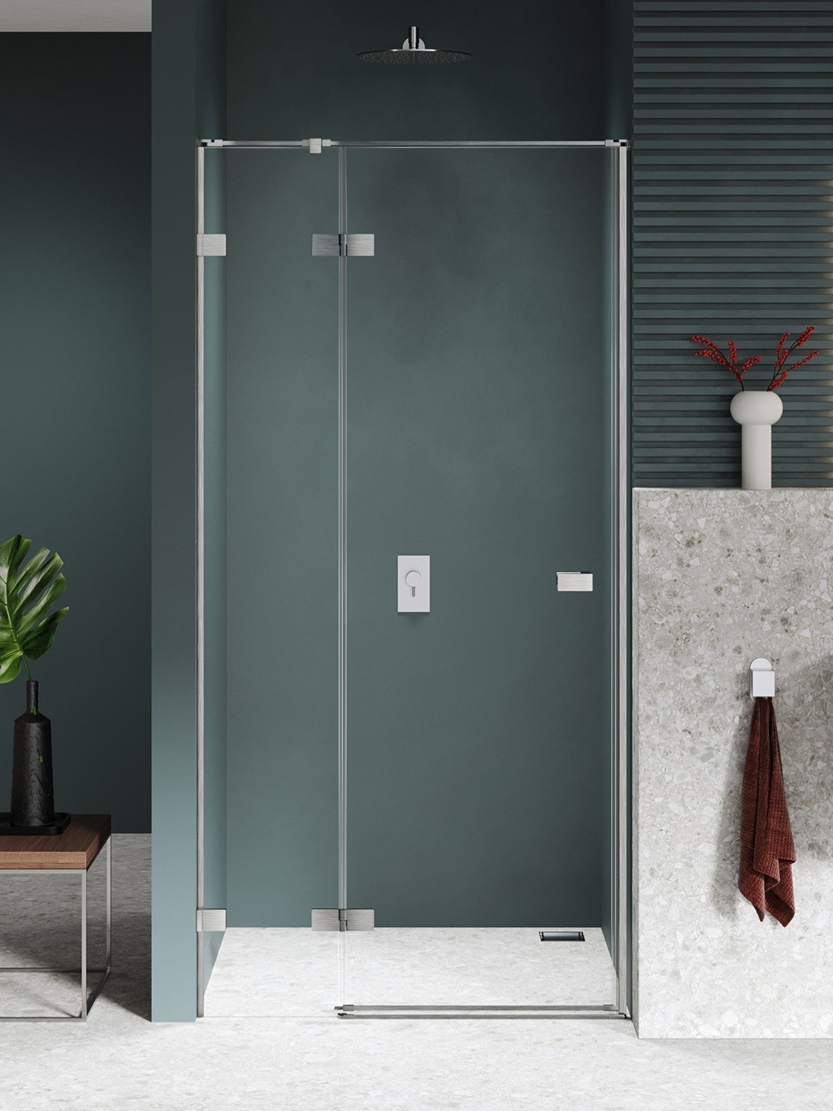 New Trendy Avexa Nickel Brushed sprchové dveře 120 cm sklopné kartáčovaný/průhledné sklo EXK-8465