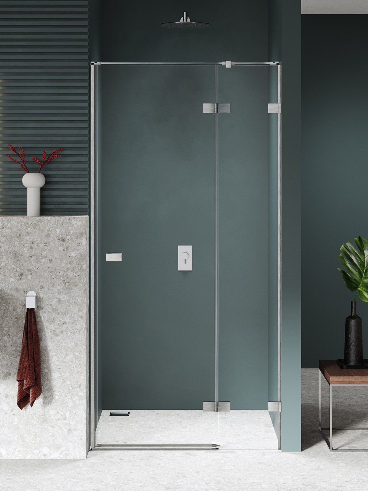 New Trendy Avexa Nickel Brushed sprchové dveře 140 cm sklopné kartáčovaný/průhledné sklo EXK-8470