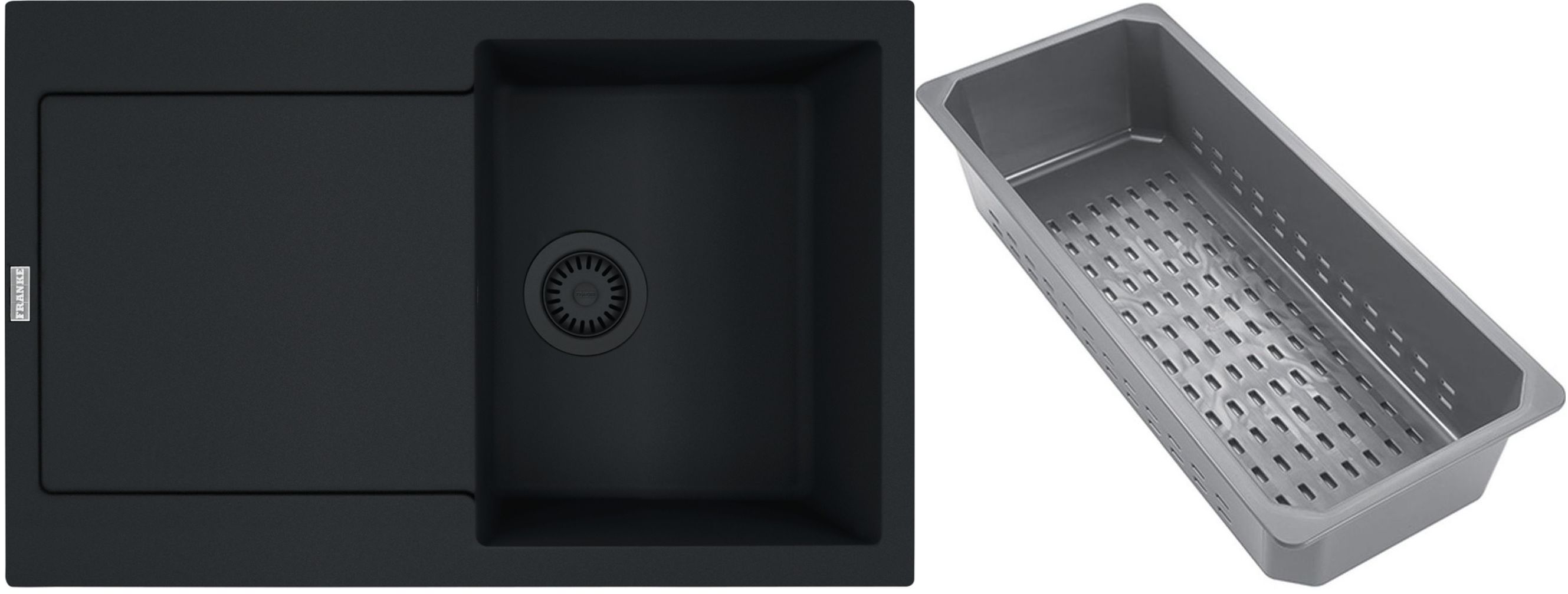 Franke Maris granitový dřez s odkapávací vložkou 78x50 cm černá 114.0743.091