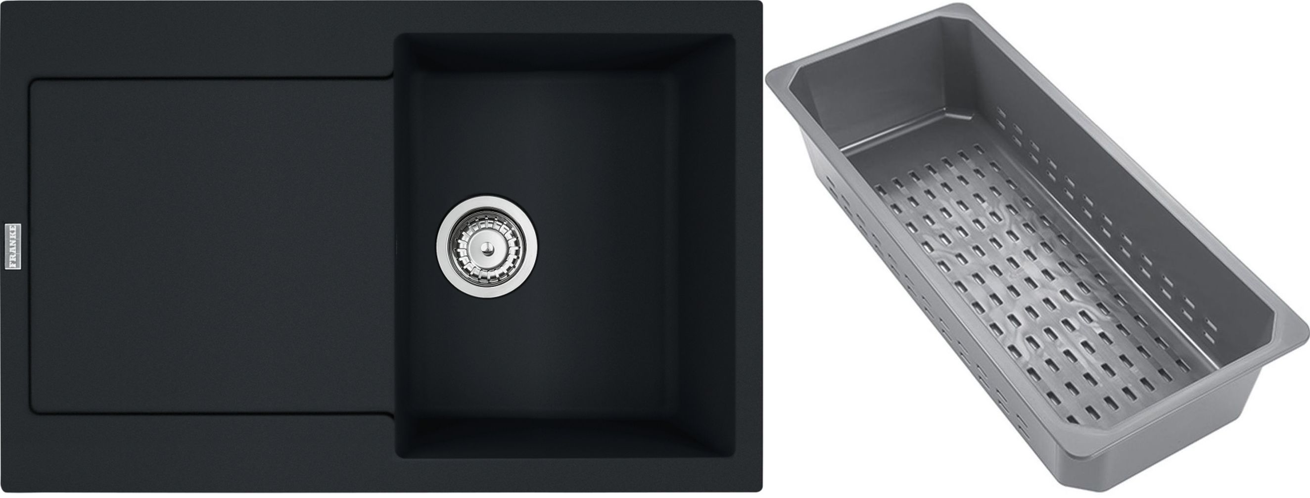 Franke Maris granitový dřez s odkapávací vložkou 78x50 cm černá 114.0741.972