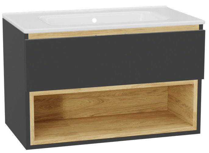 Sada korpus skříňky Excellent Tuto 2.0 MLEX.2171.800.GRBL, umyvadlo Excellent Pik CEEX.6517.800.WH, MLEX.2151.800.01.GR