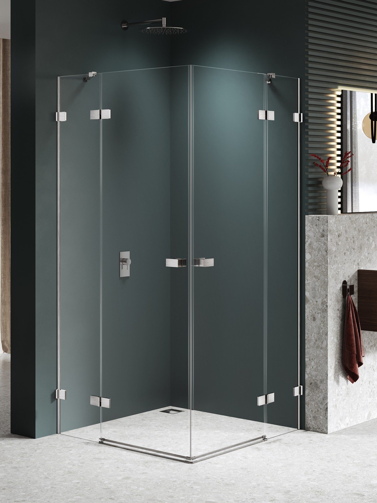 New Trendy Avexa Nickel Brushed sprchový kout 120x110 cm obdélníkový kartáčovaný/průhledné sklo EXK-8554