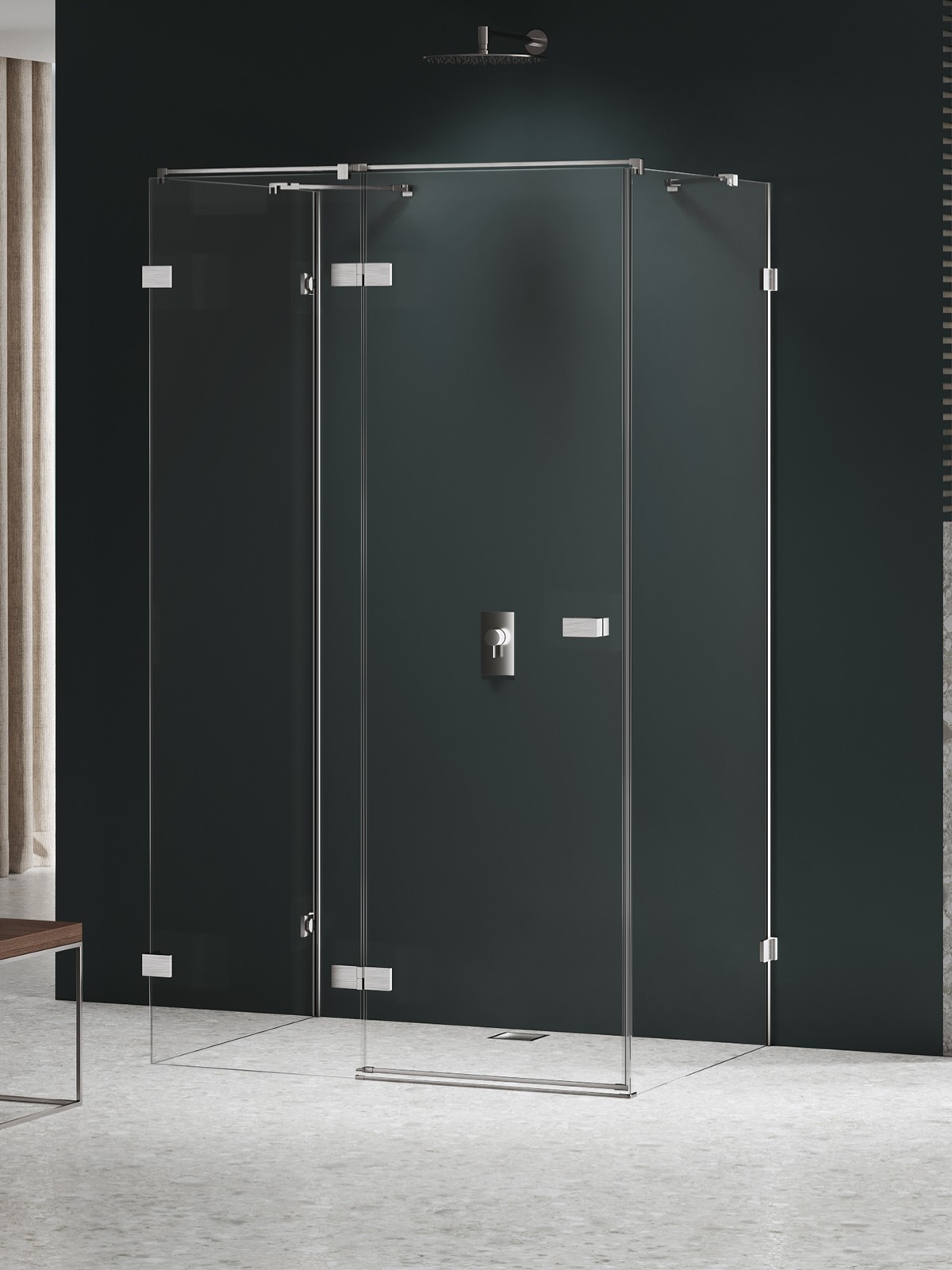 New Trendy Avexa Nickel Brushed sprchový kout 90x80 cm obdélníkový nikl kartáčovaný/průhledné sklo EXK-8566