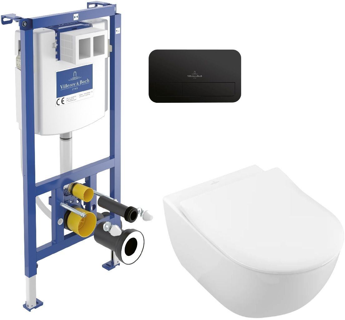 Sada combi-pack sada s prkénkem Villeroy & Boch Subway 2.0 5614R2R1, podomítkový WC modul Villeroy & Boch ViConnect 92242700, 922490AN