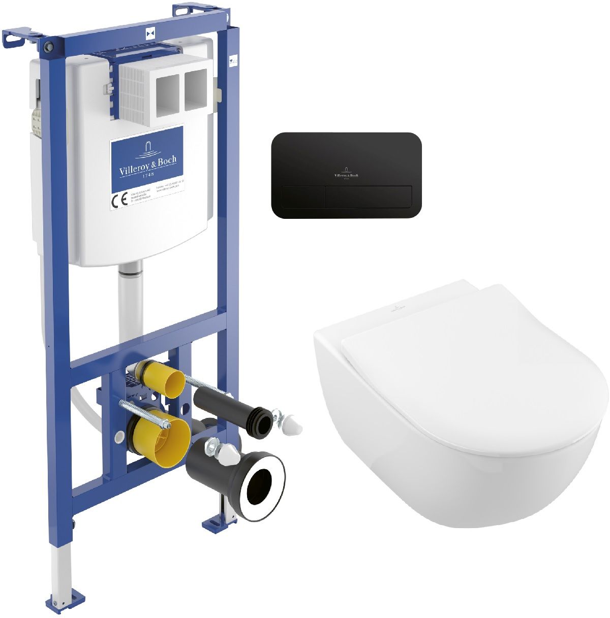 Sada combi-Pack sada s prkénkem Villeroy & Boch Subway 2.0 5614R201, podomítkový WC modul Villeroy & Boch ViConnect 92242700, 922490AN