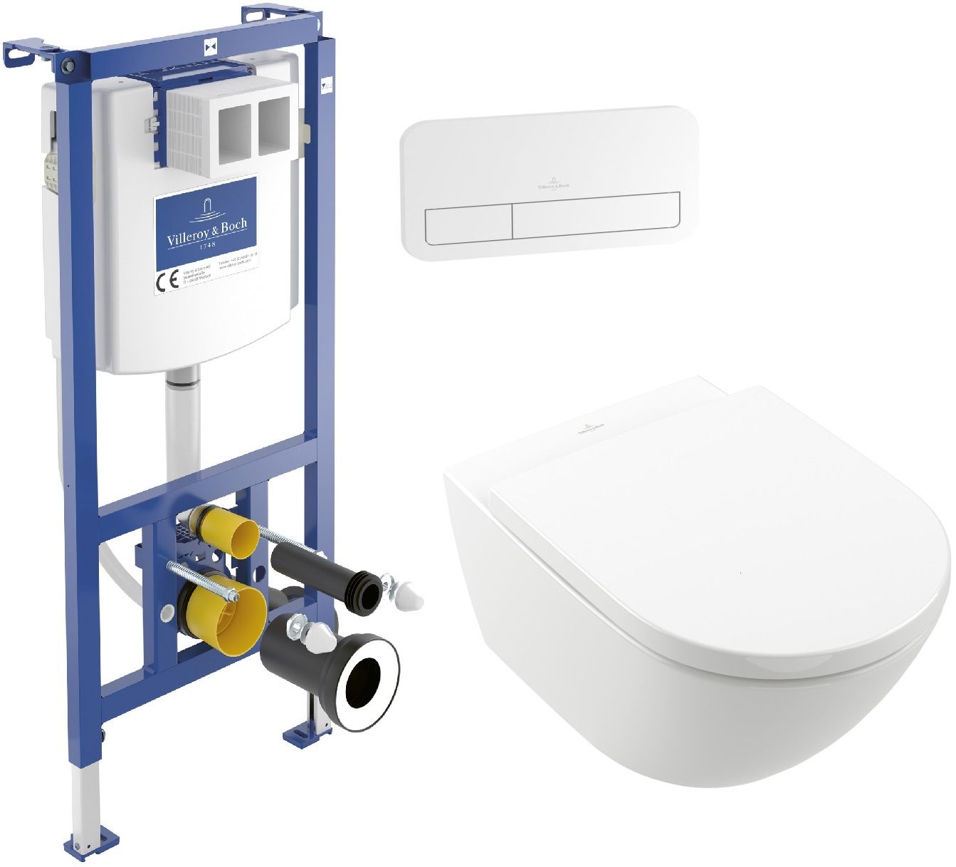 Sada sada WC s mísou a sedátkem Villeroy & Boch Subway 3.0 4670TS01, podomítkový WC modul Villeroy & Boch ViConnect 92242700, 92249068