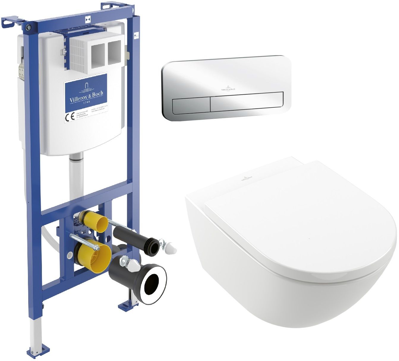 Sada sada WC s mísou a sedátkem Villeroy & Boch Subway 3.0 4670TS01, podomítkový WC modul Villeroy & Boch ViConnect 92242700, 92249061