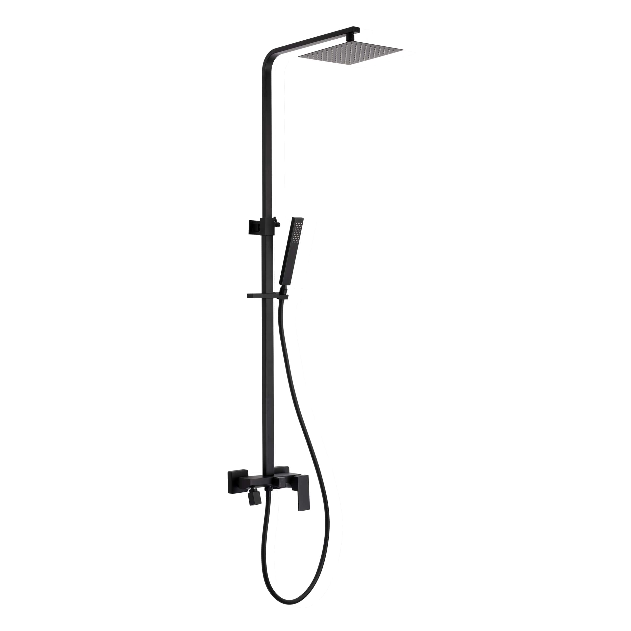 Invena Paros vanová sada se sprchou na stěnu s dešťovou sprchou černá AU-33-B04