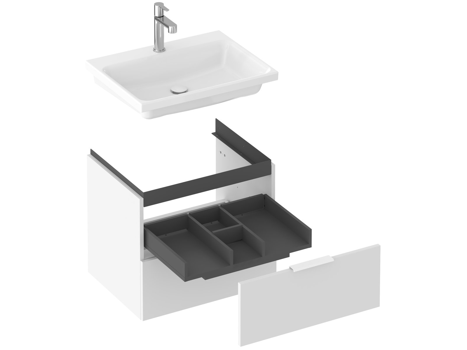 Ravak Comfort skříňka 60x46x50 cm pod umyvadlo závěsná bílá X000001818