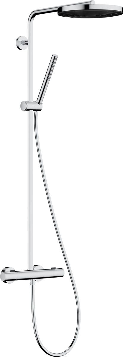 Hansgrohe Pulsify S Puro sprchová sada na stěnu s termostatem s dešťovou sprchou chrom 24223000