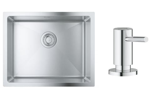 Sada ocelový dřez Grohe K700 31726SD0, dávkovač tekutin Grohe Cosmopolitan 40535000