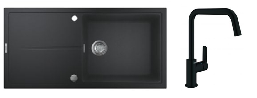 Sada granitový dřez Grohe K400 31641AP0, kuchyňská baterie Grohe Start 304702430