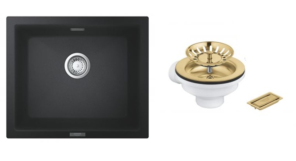 Sada granitový dřez Grohe K700 31654AP0, odtoková sada Grohe 40997GN0