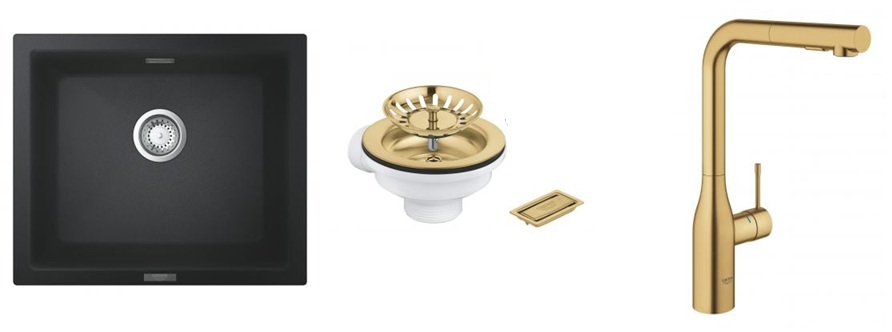 Sada kuchyňská baterie Grohe Essence 30270GN0, granitový dřez Grohe K700 31654AP0, 40997GN0